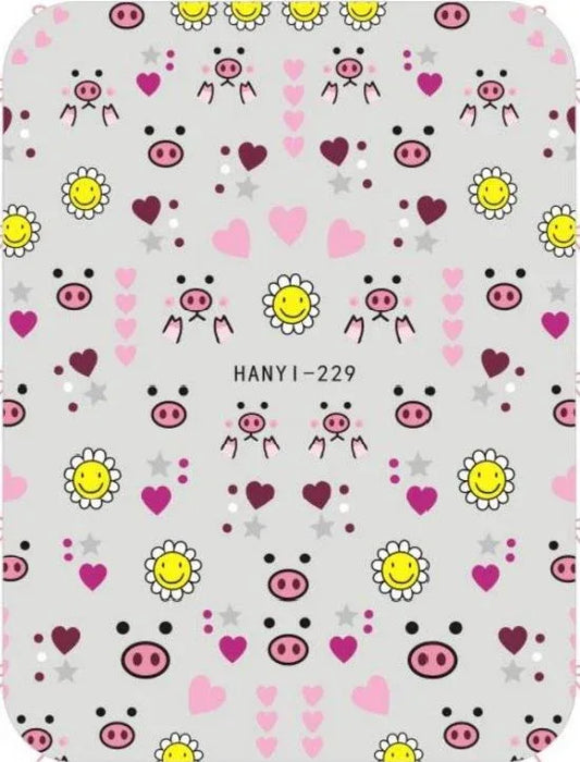 Nail Sticker - Design H229 Piggy - Unicorn Lab