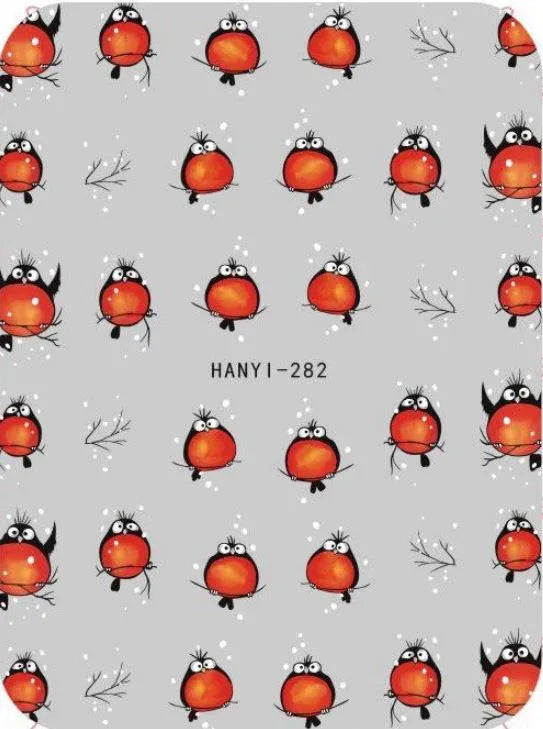 Nail Sticker - Design H282 Red Birds - Unicorn Lab