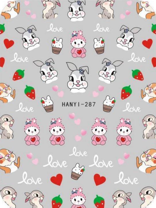 Nail Sticker - Design H287 Bunny Rabbit - Unicorn Lab