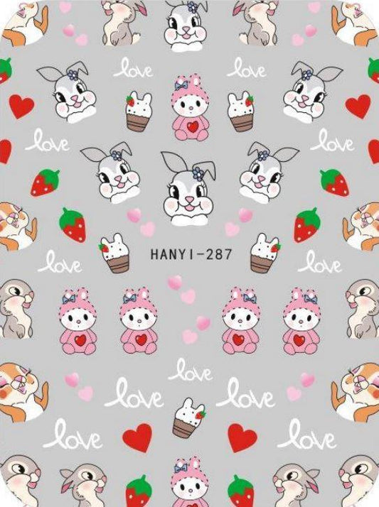 Nail Sticker - Design H287 Bunny Rabbit - Unicorn Lab