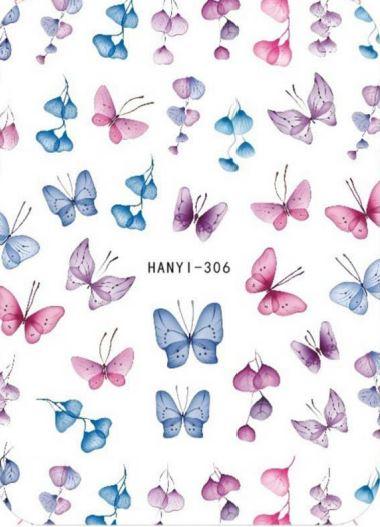 Nail Sticker - Design H306 Butterflies - Unicorn Lab