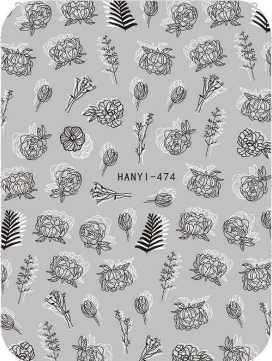 Nail Sticker - Design H474 Floral - Unicorn Lab