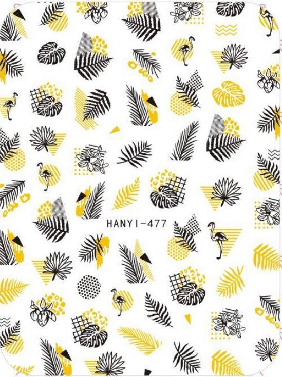 Nail Sticker - Design H477 Black & Gold Leaves - Unicorn Lab