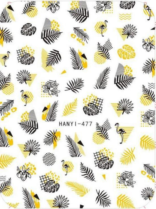 Nail Sticker - Design H477 Black & Gold Leaves - Unicorn Lab