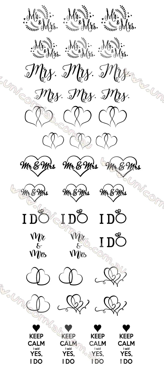 I DO wedding mr mrs Waterslide Decals - Unicorn Lab
