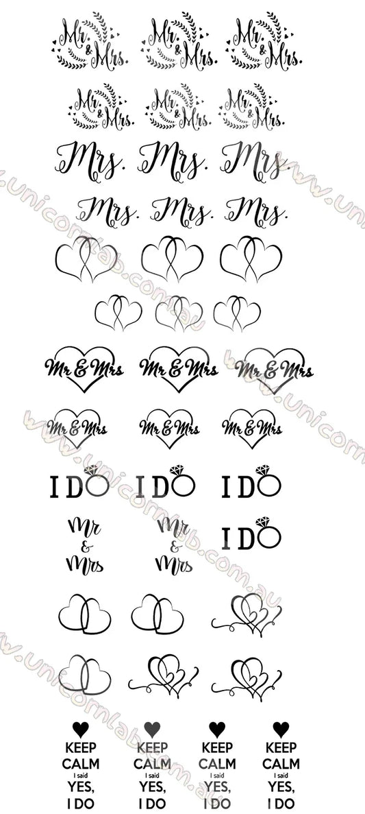 I DO wedding mr mrs Waterslide Decals - Unicorn Lab