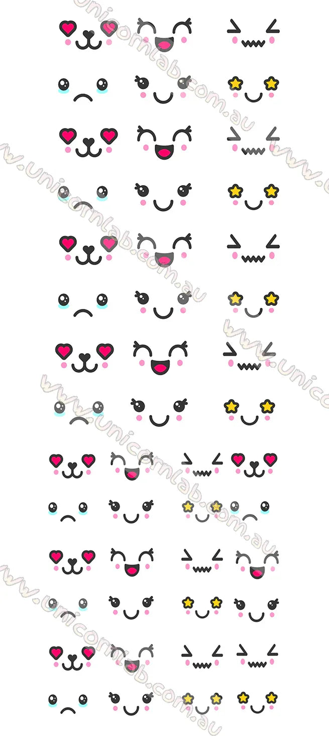 Kawaii Faces Waterslide Decals - Unicorn Lab