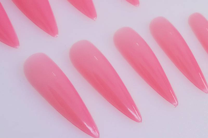 Long Pink Stiletto Tips - Unicorn Lab