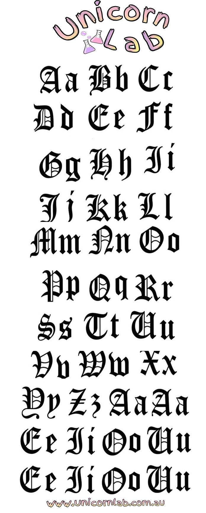 Old English Lettering Waterslide Decals (Large) waterslide decal