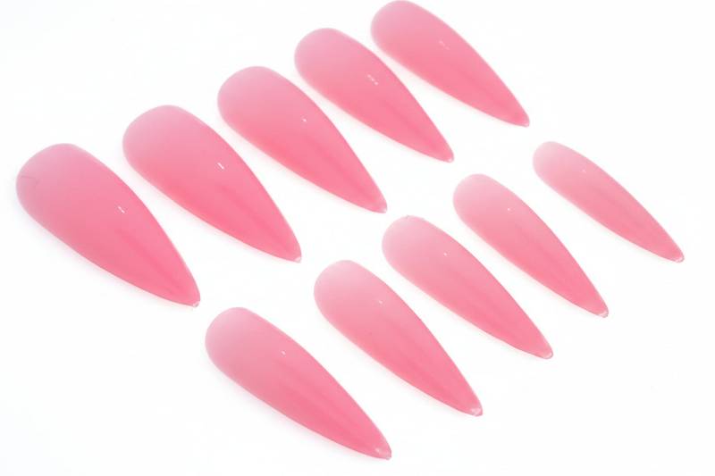 Long Pink Stiletto Tips - Unicorn Lab
