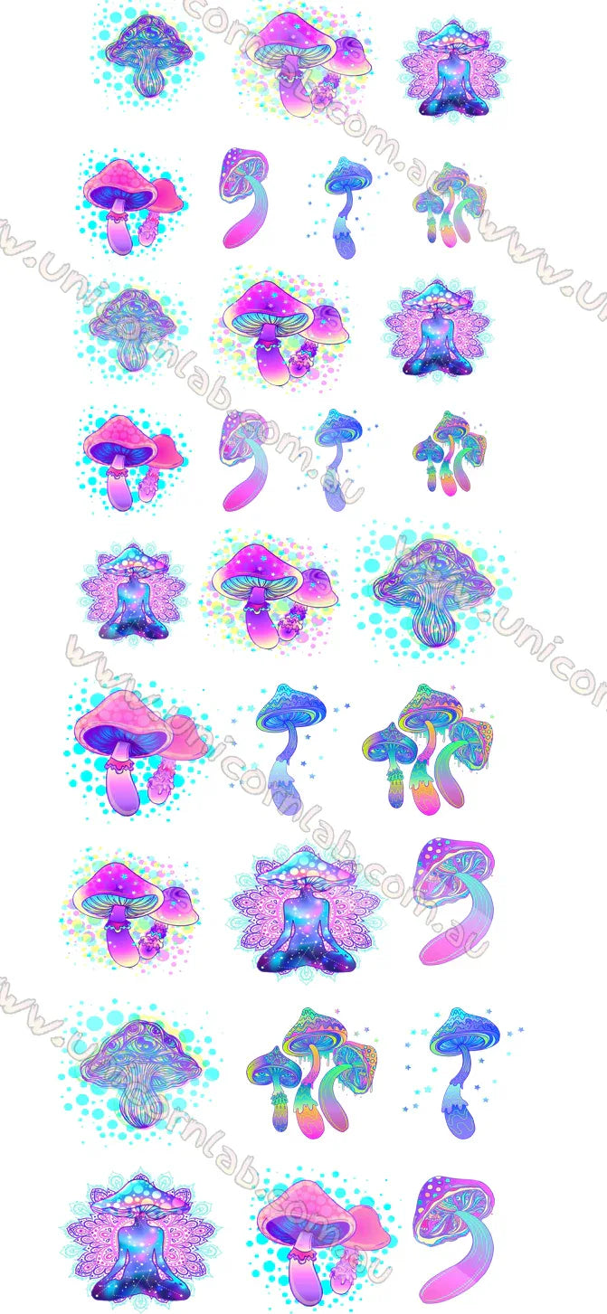 Magic Mushrooms Waterslide Decals - Unicorn Lab