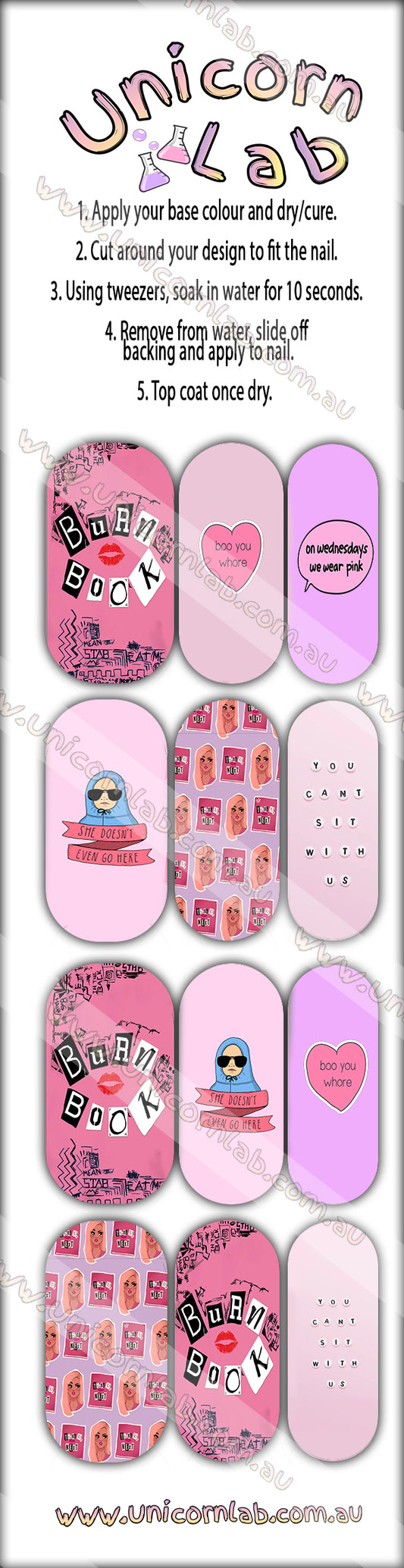 Mean Girls Waterslide Decals waterslide decal