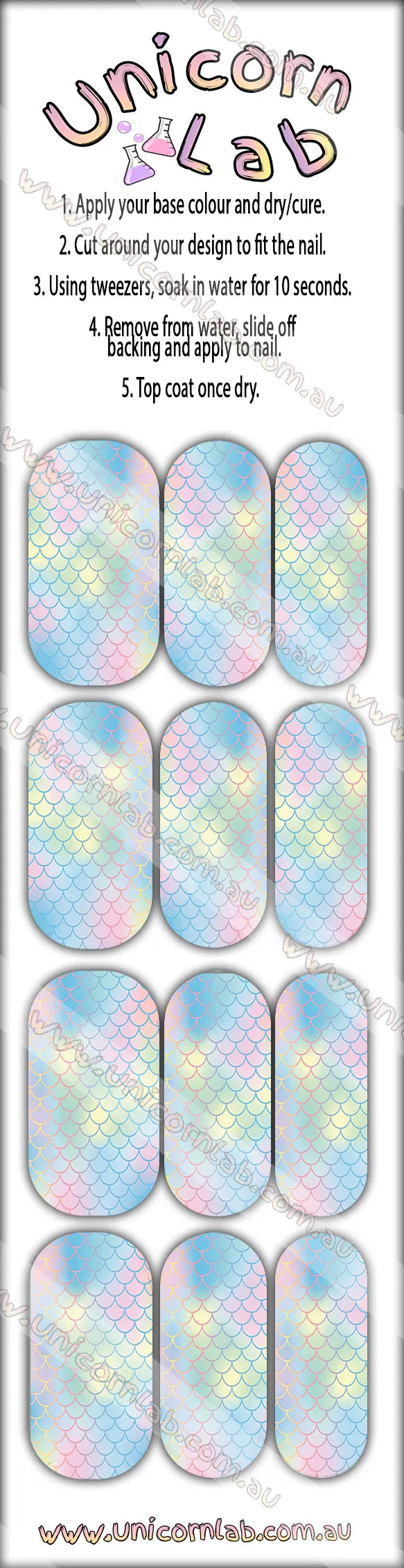 Pastel Mermaid Scales Waterslide Decals - Unicorn Lab