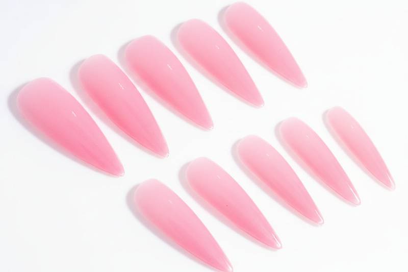 Long Pink Stiletto Tips - Unicorn Lab