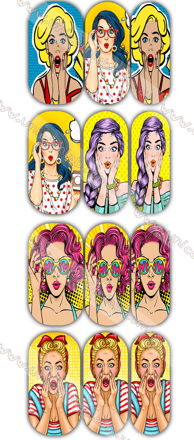 Pop Art Girls Waterslide Decals - Emerson Crystals