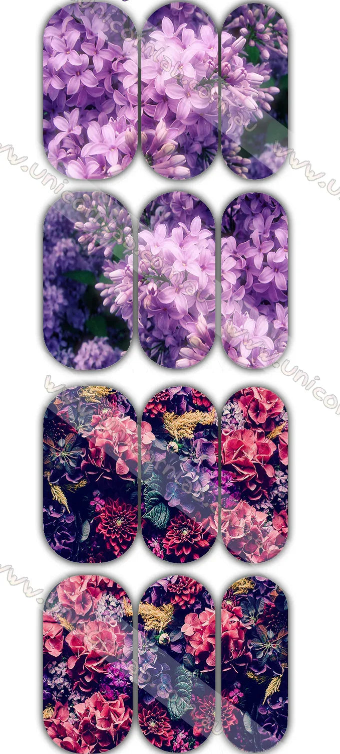 Purple Flowers Waterslide Decals - Unicorn Lab