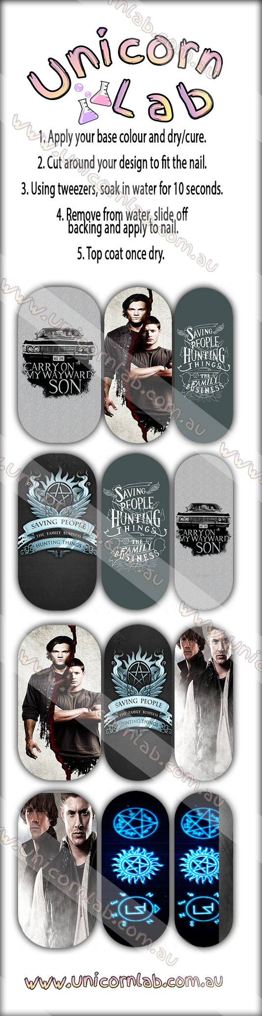 Supernatural Waterslide Decals waterslide decal