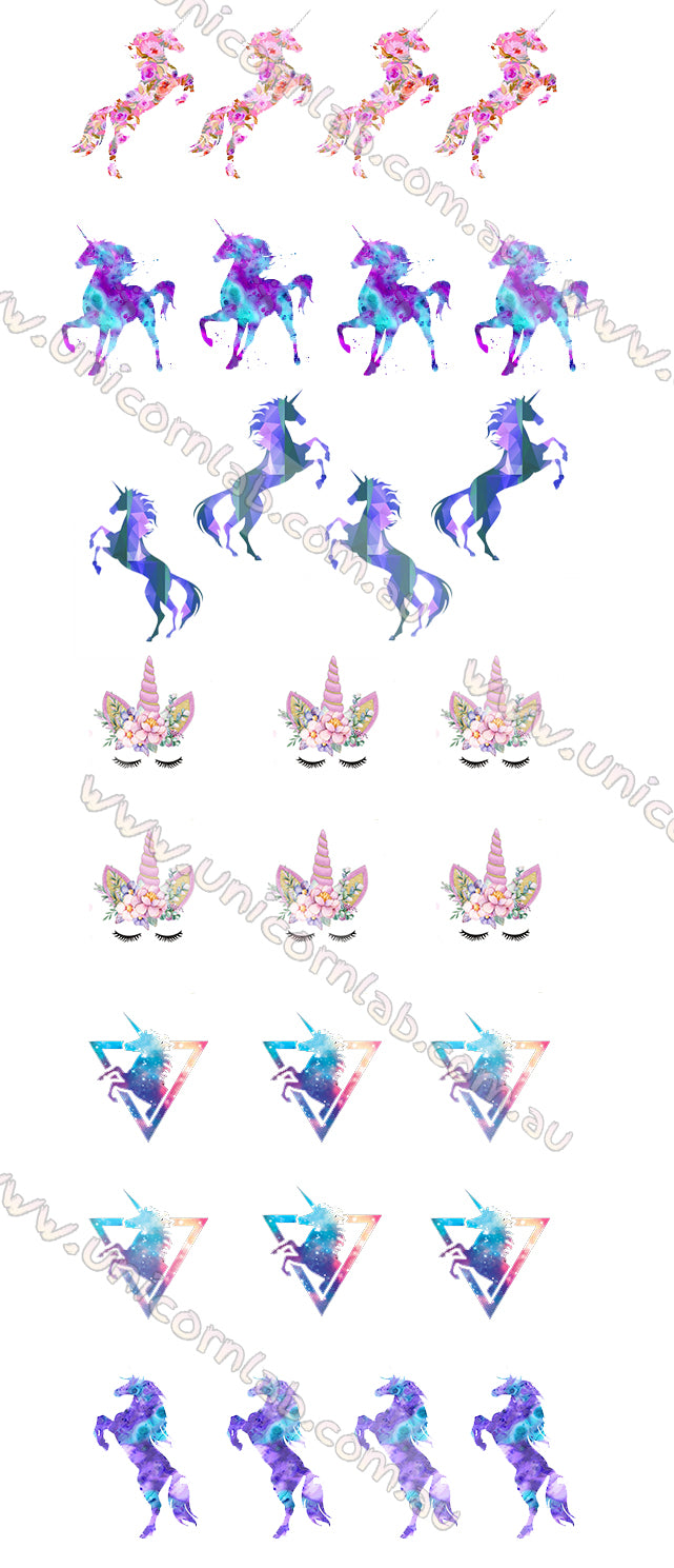 Rainbow Unicorn Waterslide Decals waterslide decal