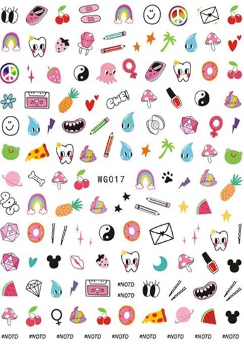 Nail Sticker - Design WG17 - Rainbow Kawaii - Unicorn Lab