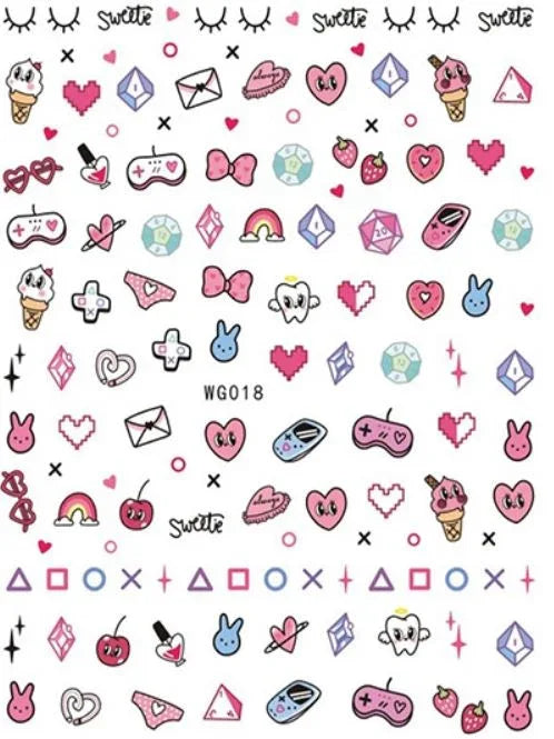 Nail Sticker - Design WG18 - Sweetie - Unicorn Lab