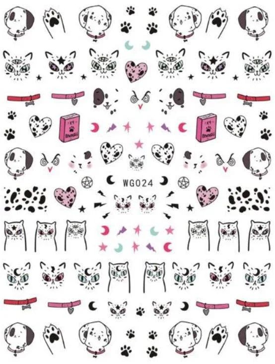 Nail Sticker - Design WG24 Cats & Puppies - Unicorn Lab