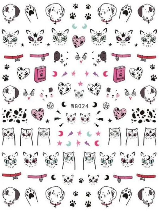 Nail Sticker - Design WG24 Cats & Puppies - Unicorn Lab