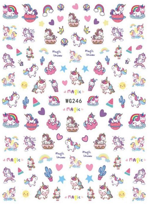 Nail Sticker - Design WG246 Unicorns - Unicorn Lab