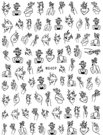 Nail Sticker - Design WG409 Portraits - Unicorn Lab