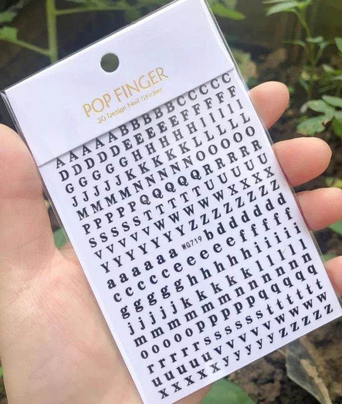 Nail Sticker - Design WG719 Black Letters - Unicorn Lab