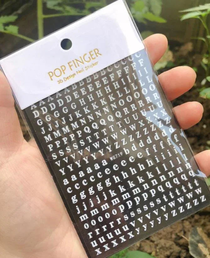 Nail Sticker - Design WG719 White Letters - Unicorn Lab