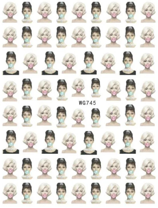 Nail Sticker - Design WG745 Monroe & Hepburn - Unicorn Lab