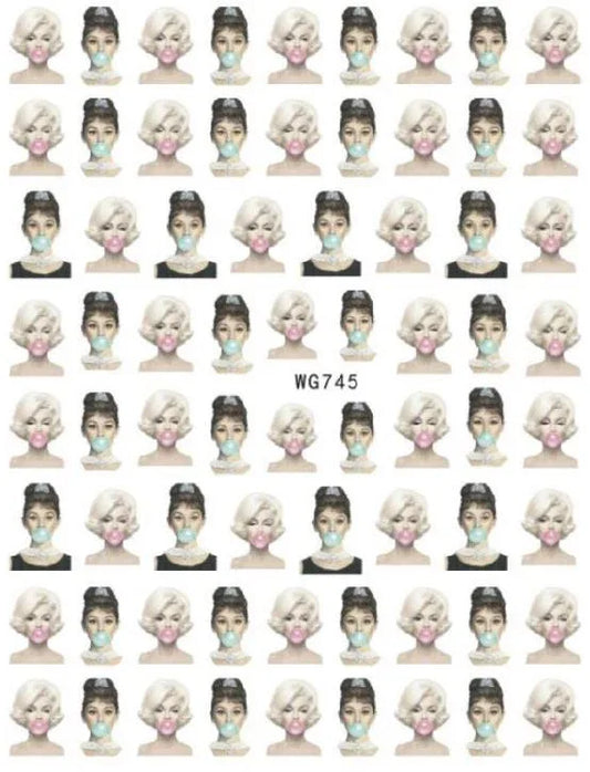 Nail Sticker - Design WG745 Monroe & Hepburn - Unicorn Lab