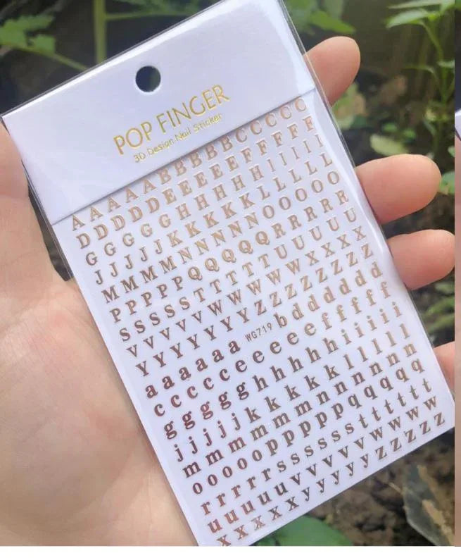 Nail Sticker - Design WG719 Rose Gold Letters - Unicorn Lab