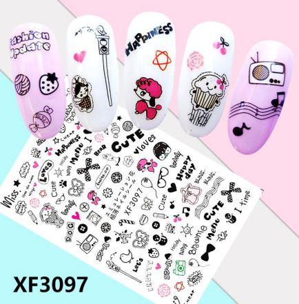 Nail Sticker - Design F3097 - Kawaii - Unicorn Lab
